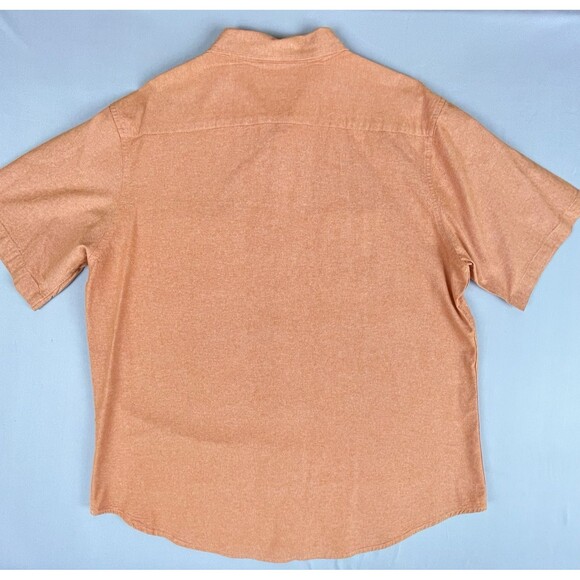 Linea Uomo Linen Short Sleeve Button Down Shirt Men’s 2XL Orange Relax Safari - Picture 14 of 16